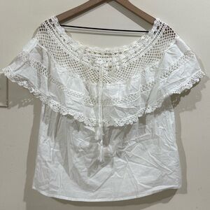 Jen's Pirate Booty Off-White Crochet Blouse